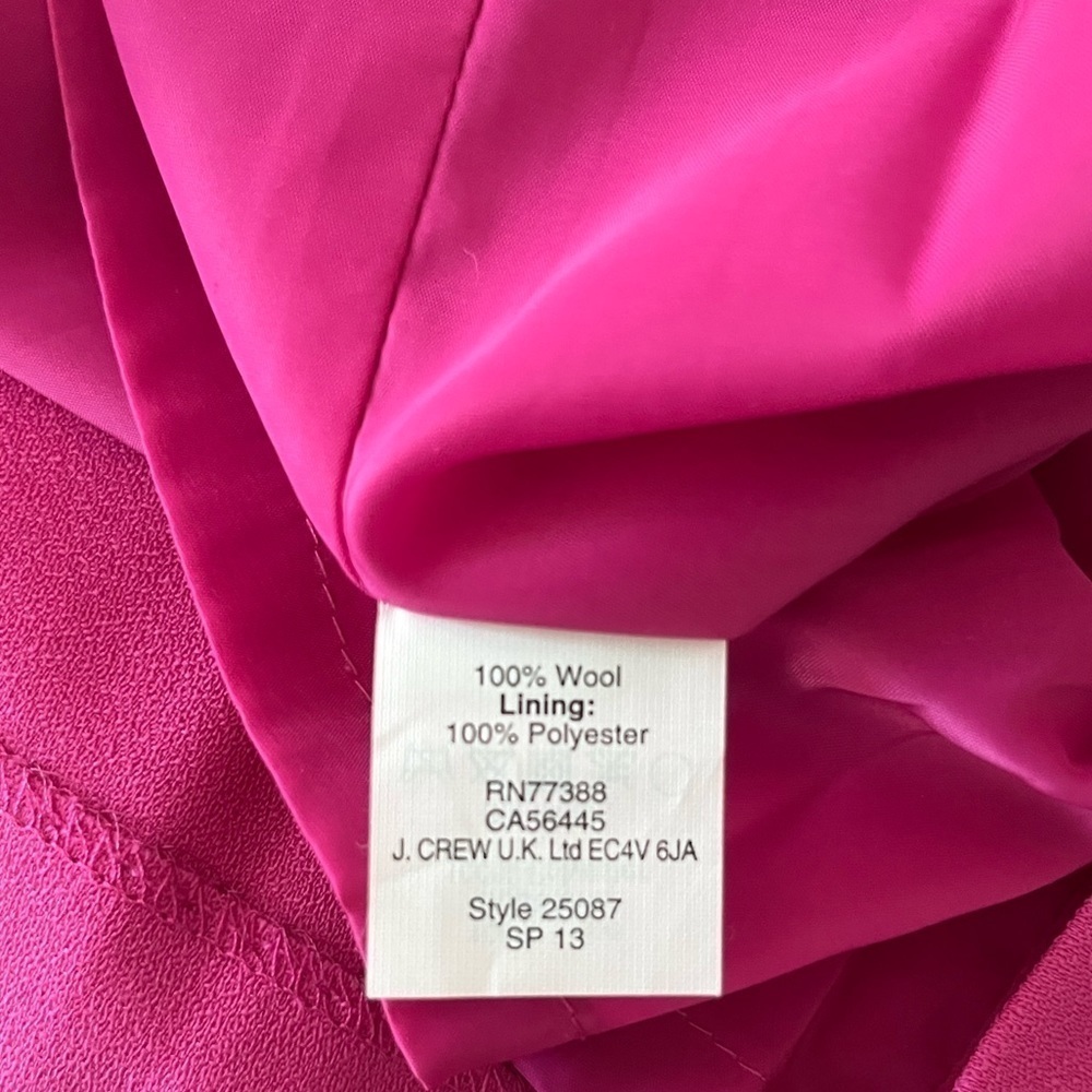 J.Crew Pink Origami Gathering Detail Wool Crepe Dress - Picture 9 of 9